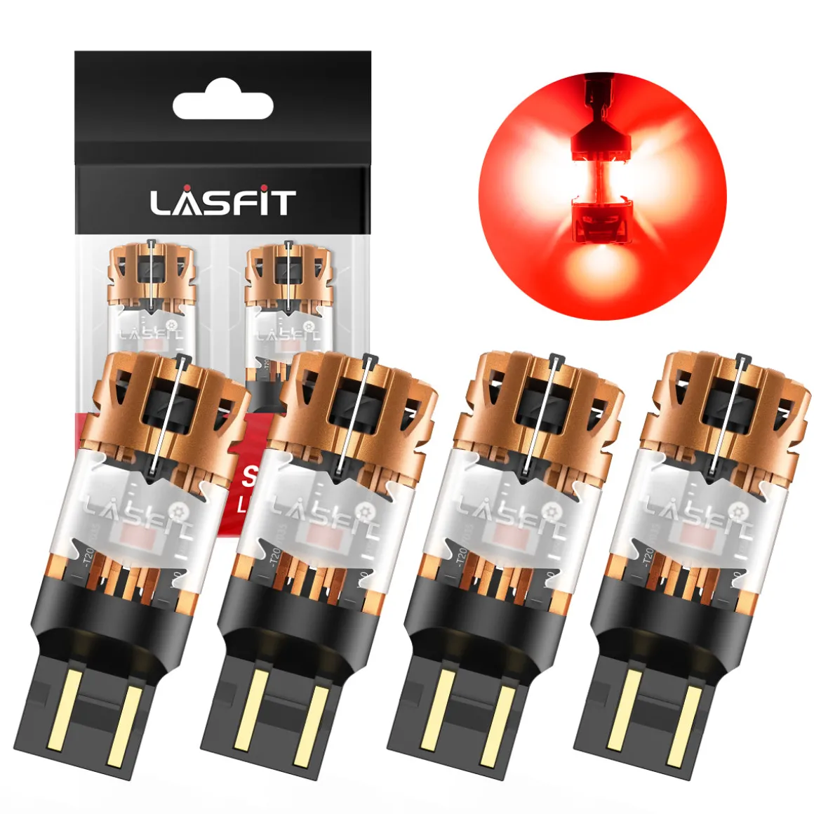 Red 7443 CanBus-Ready Rear Turn Signal Light Brake Light Tail Light LED Bulbs | D2 Series