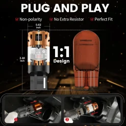Red 7440 CanBus-Ready Rear Turn Signal Light Brake Light Tail Light LED Bulbs | D2 Series
