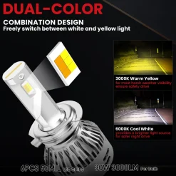 Switchback 60W H7 LD Plus Series | 6,000LM 6000K/3000K LED Bulbs