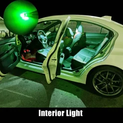 2825 194 168 T10 CANBUS Error Free LED Map Dome Trunk Side Marker Lights | Green, 2 Bulbs