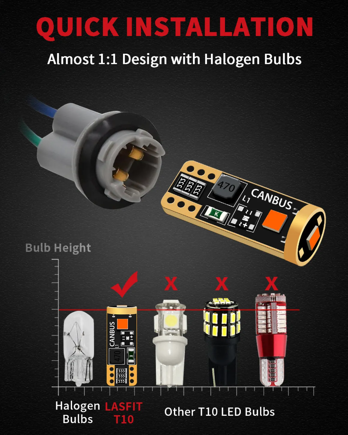 168 194 2825 T10 CANBUS Error Free LED Side Marker Lights Dome Map Bulbs | Amber, 2 Bulbs