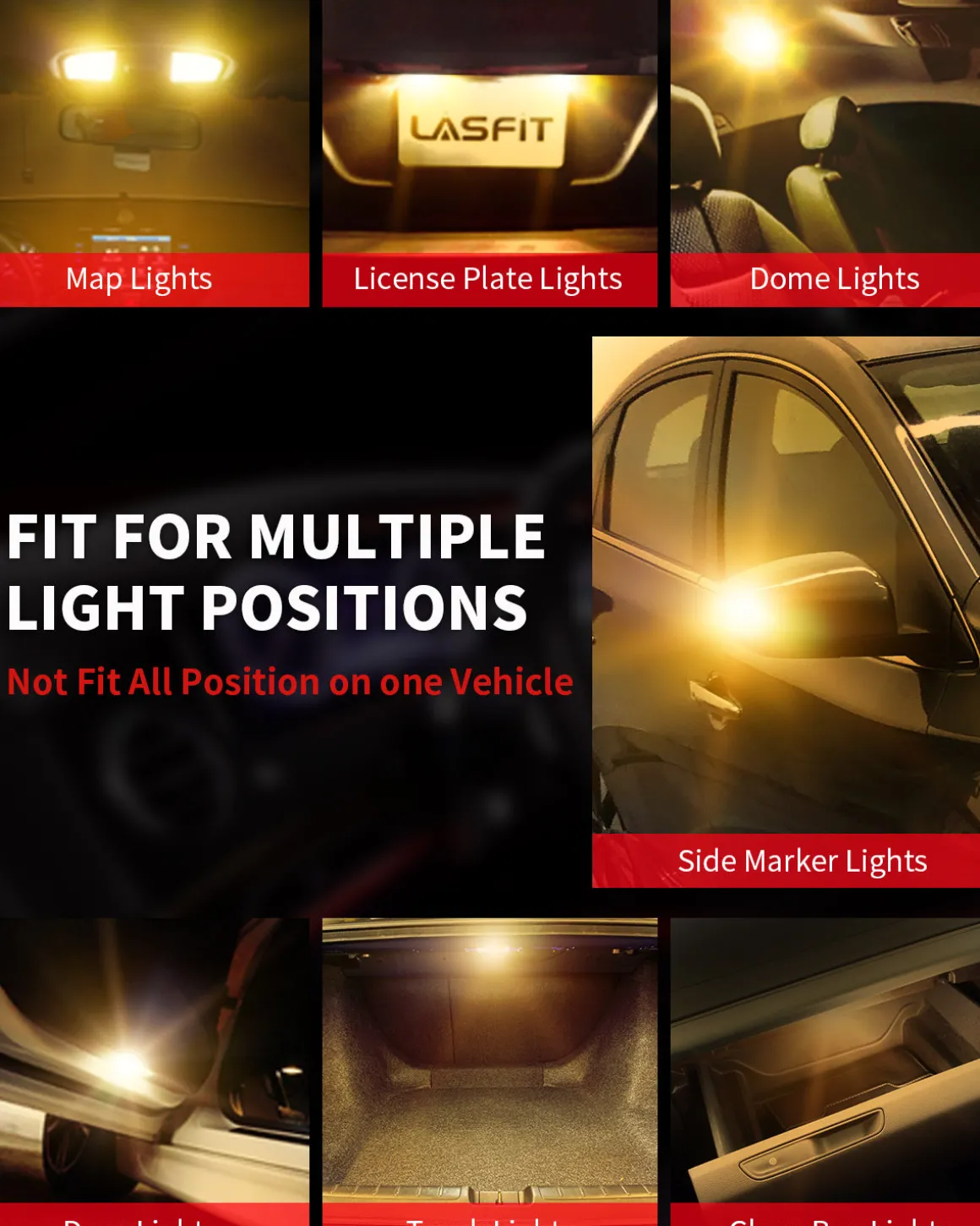 168 194 2825 T10 CANBUS Error Free LED Side Marker Lights Dome Map Bulbs | Amber, 2 Bulbs
