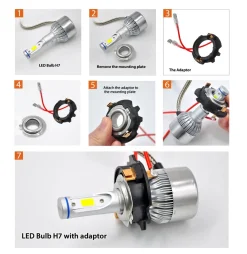 TK119A 2x H7 LED Bulb Holder Adapter Retainer Fit for Volkswagen
