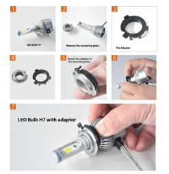 TK006 2x H7 LED Bulb Holder Adapter Fit for Kia Hyundai Mitsubishi