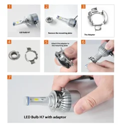 TK001 2x H7 LED Bulb Holder Adapter Retainer Fit for Mercedes-Benz Volkswagen