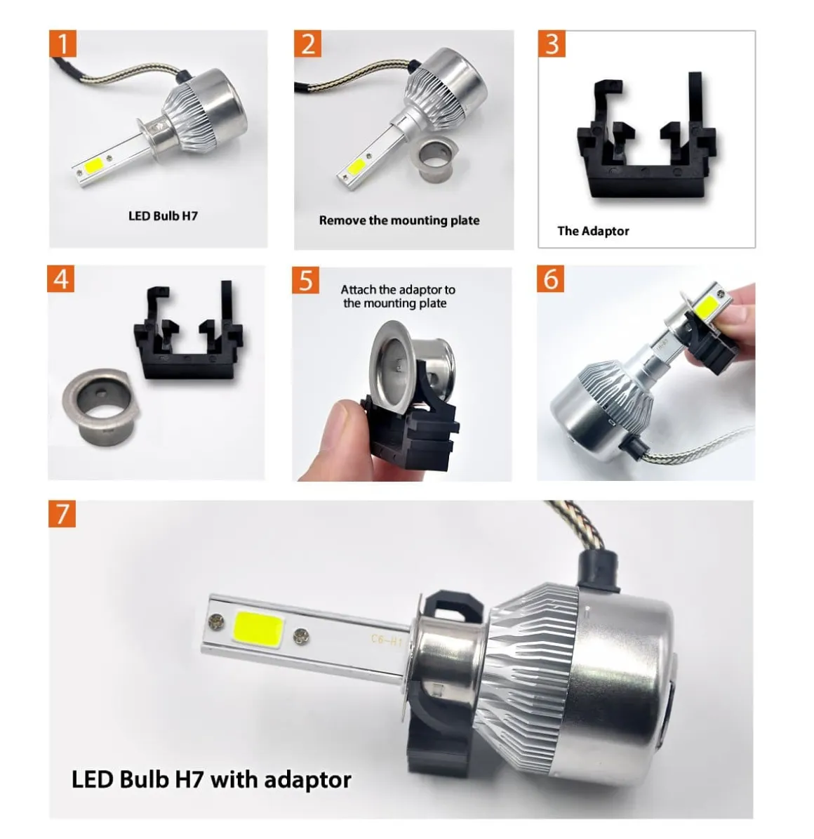 TK115 2x H1 LED Bulb Holder Adapter Retainer Fit for Ford Focus
