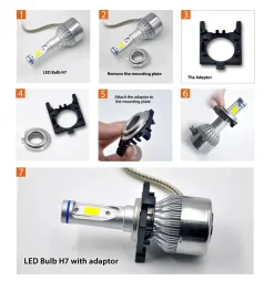 TK104 2x H7 LED Bulb Holder Adapter Retainer Fit for Ford Focus