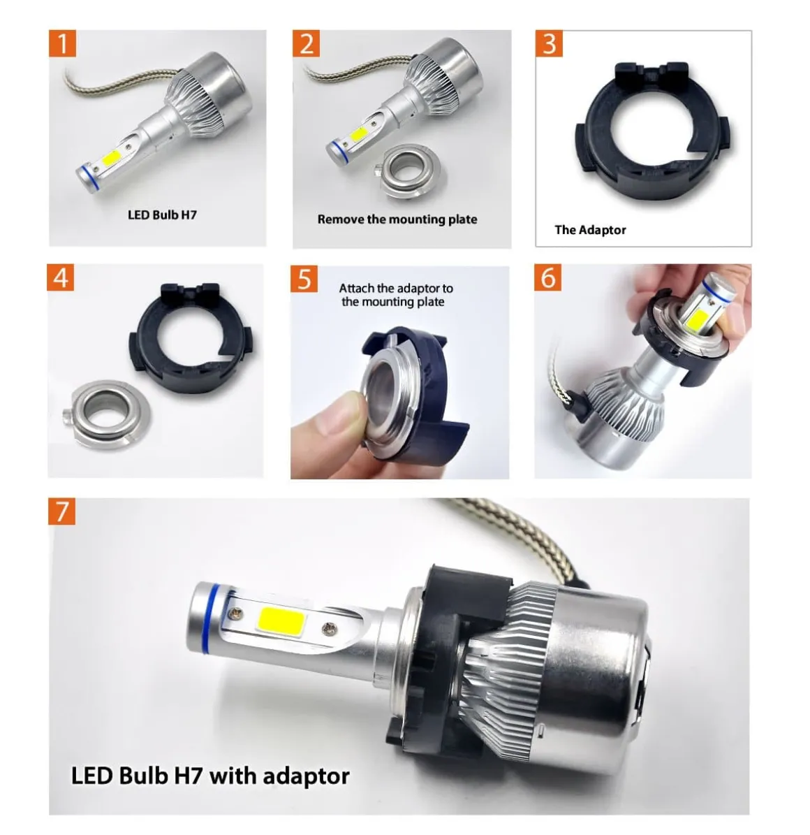 TK107 2x H7 LED Bulb Holder Adapter Retainer Fit for Hyundai Kia