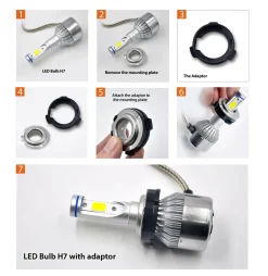 TK108 2x H7 LED Bulb Holder Adapter Retainer Fit for BMW Mercedes-Benz