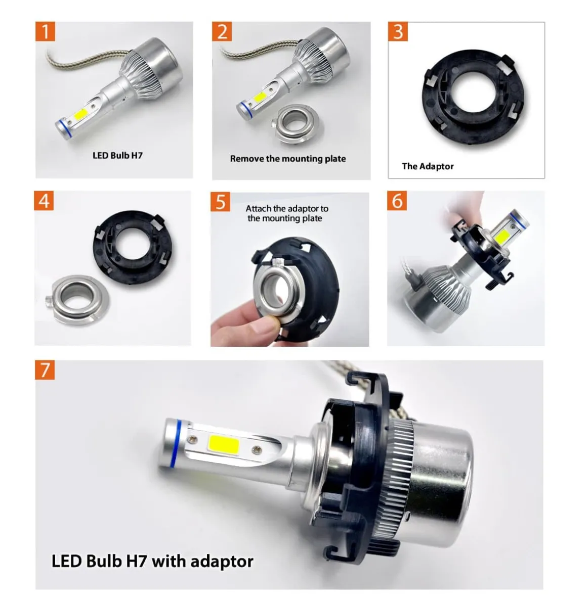 TK117 2x H7 LED Bulb Holder Adapter Retainer Fit for Hyundai Kia