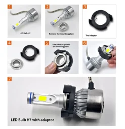 TK112 2x H7 LED Bulb Holder Adapter Retainer Fit for Volkswagen Audi