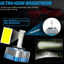 100W D1S D1R D3S D3R LS Plus Series | 11,000LM 6000K LED Bulbs NOT PLUG AND PLAY