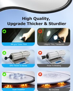 Weektic Windshield Sun Shade Umbrella for 2015-2026 Ford F-150/F-150 Lightning/F-250/F-350