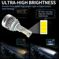 60W 9006 HB4 LA Plus Series | 6,000LM 6000K LED Bulbs