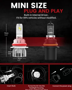 50W 9007 HB5 LC Plus Series | 5,000LM 6000K LED Bulbs