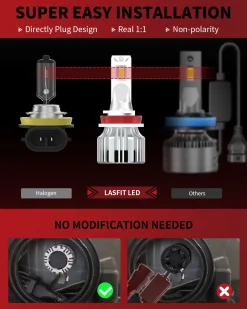 50W H11 H8 H9 LC Plus Series | 5,000LM 6000K LED Bulbs