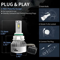 60W 5202 2504 PSX24W LA Plus Series | 6,000LM 6000K LED Fog Light Bulbs