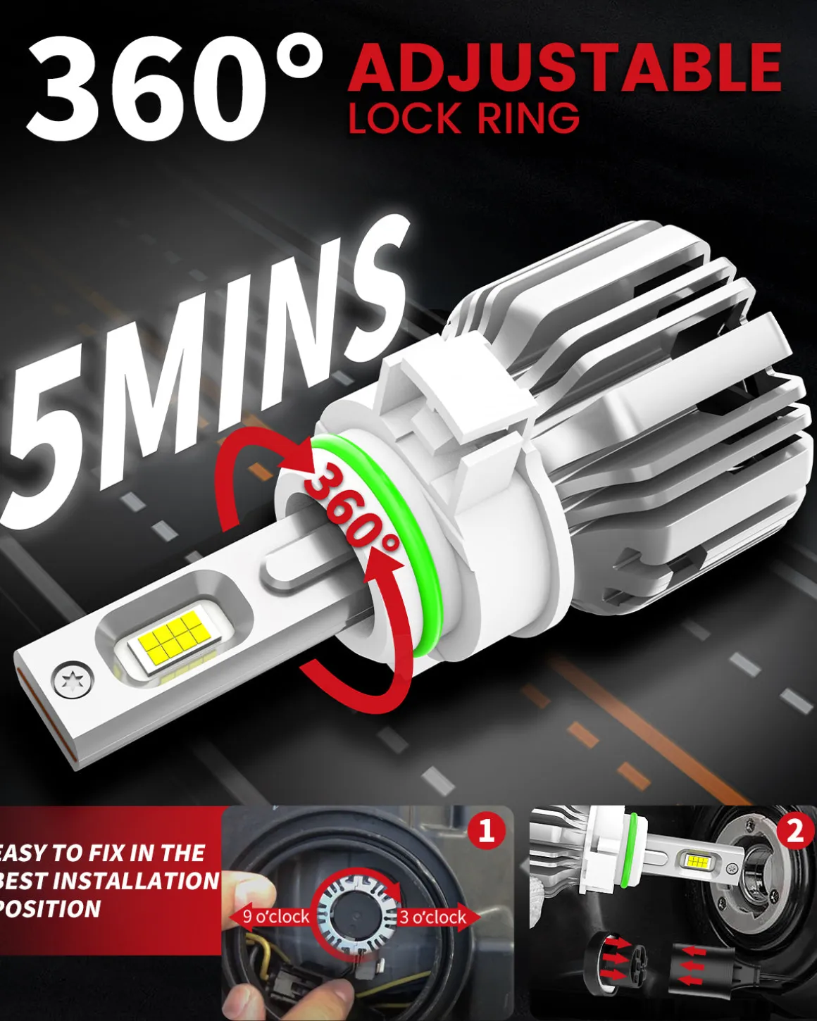 50W 5202 2504 PSX24W LC Plus Series | 5,000LM 6000K LED Fog Light Bulbs