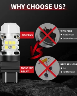WT21W LED Reverse Bulbs CanBus-Ready White | T3 Series