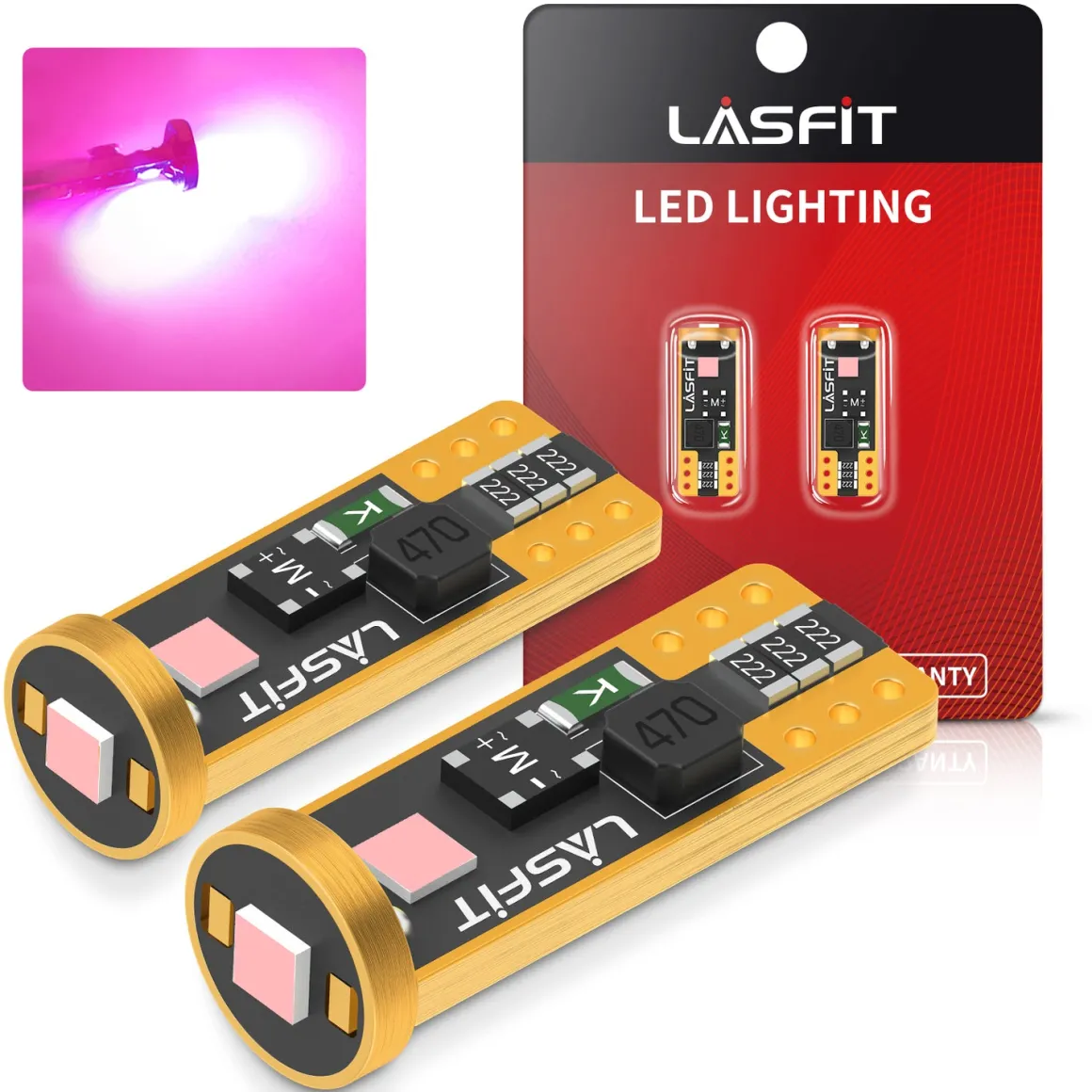 W5W 194 168 158 CANBUS Error Free LED Dome Map Trunk License Plate Lights | Pink Purple, 2 Bulbs