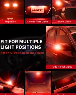 194 168 W5W CANBUS Error Free LED Third Brake Tail Light, Side Marker Bulbs | Brilliant Red, 2 Bulbs