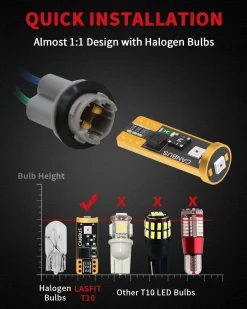 194 168 W5W CANBUS Error Free LED Third Brake Tail Light, Side Marker Bulbs | Brilliant Red, 2 Bulbs